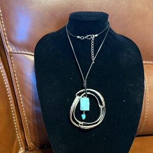 Silver and Turquoise Pendant Necklace
